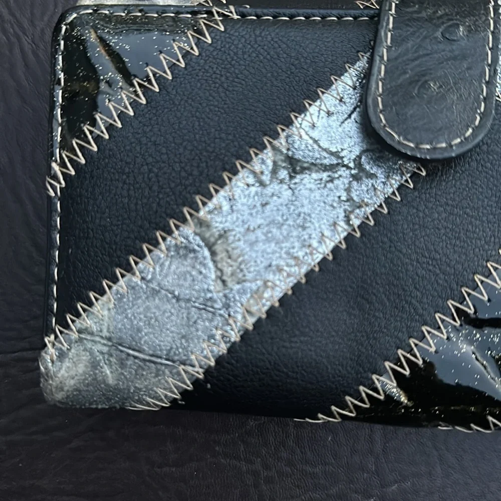 🖤🩶🖤Lancetti NWOT wallet purse leather whip stitch black grey